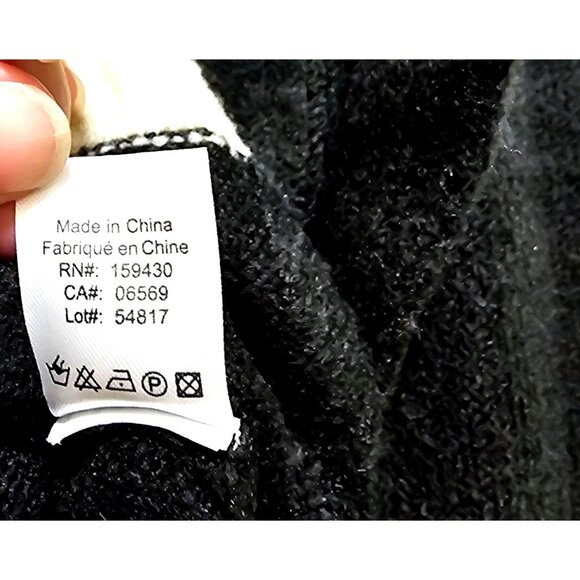 Elan Womens S Two-Tone Black & White Hooded Sweater With Leopard Print Detail Ac - Picture 5 of 8